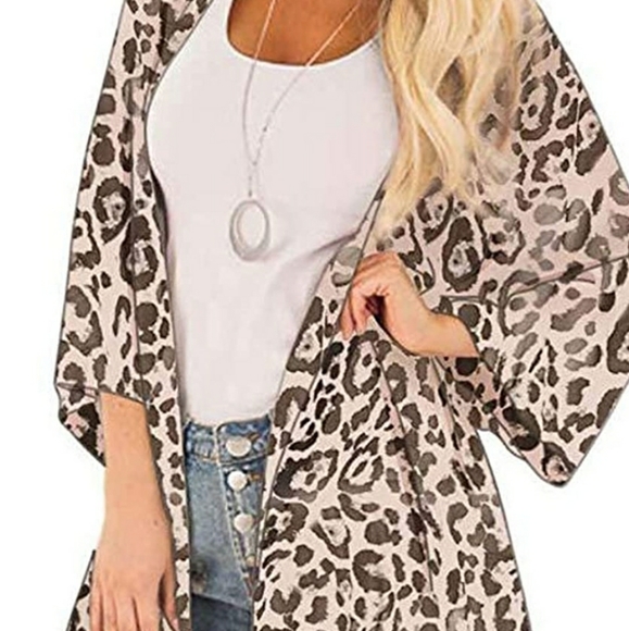 Chiffon Printed Cardigan Kimono Robe Tops